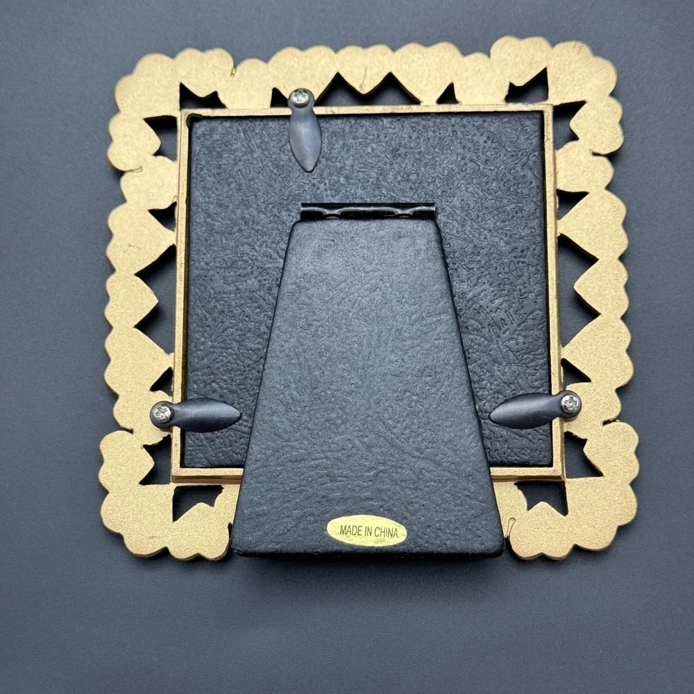 Heart‎ Rhinestone Picture Frame Unisex 3x3 Gold Red Romantic Ornate Coastal Glam